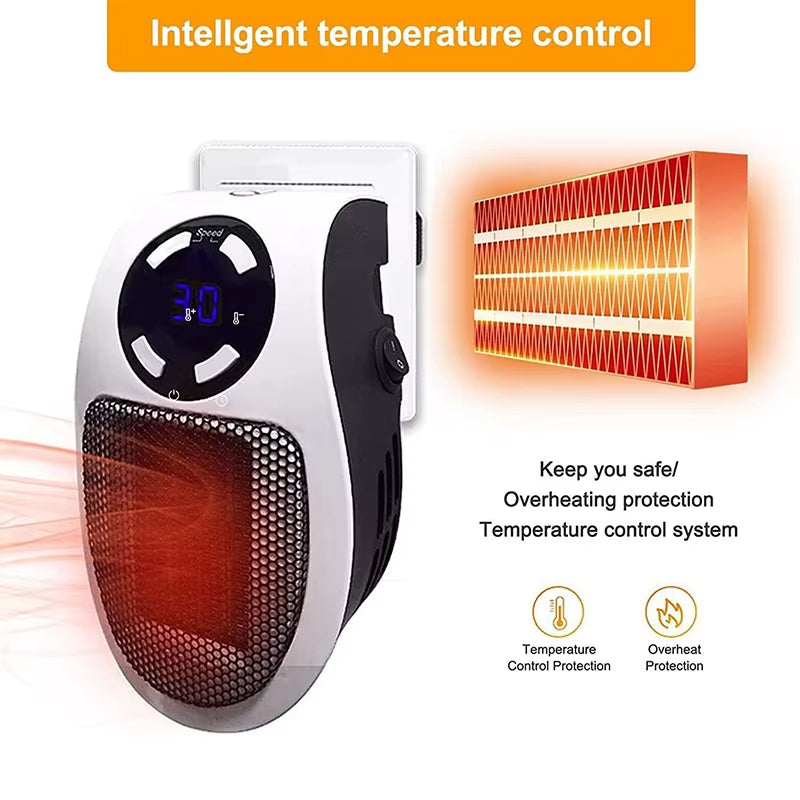 Portable Electric Heater with Remote – Wall Plug-In Mini Room Heater, Home Heating Stove & Hand Warmer