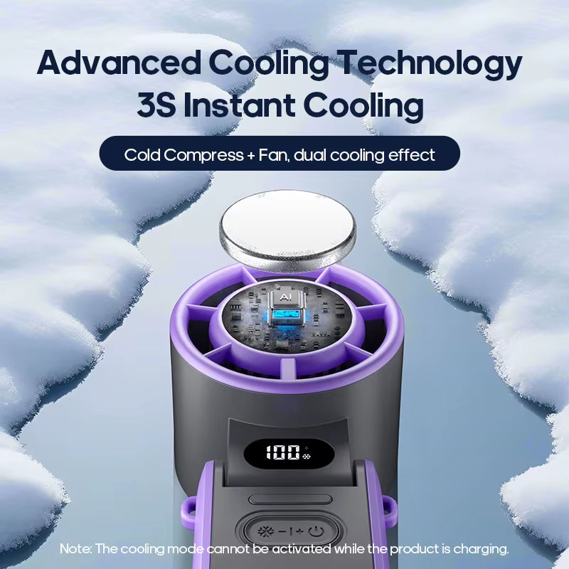 Outdoor Foldable Handheld Fan – Portable Mini Turbo Fan with 3600mAh Battery, 100-Speed Adjustable High-Speed Cooling & Ice-Cool Technology