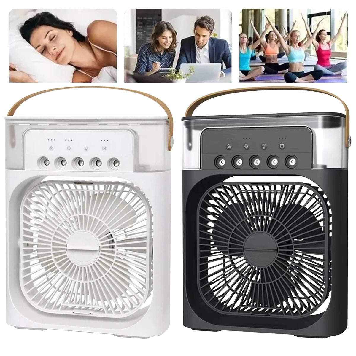 3-in-1 Portable Air Cooler Fan with LED Night Light – Mini Personal Air Conditioner, Humidifier & Fan for Bedroom, Office, Camping & Travel