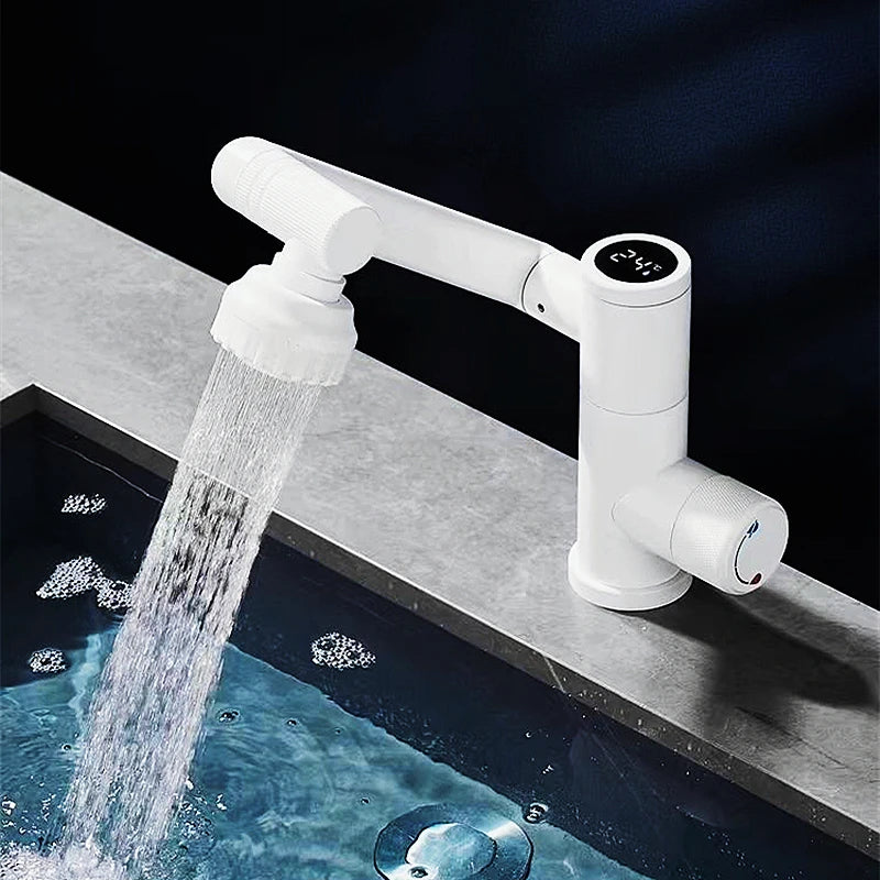 Digital Display LED Basin Faucet – 360° Rotating Hot & Cold Water Sink Mixer Tap with Multi-Function Stream Sprayer for Bathroom