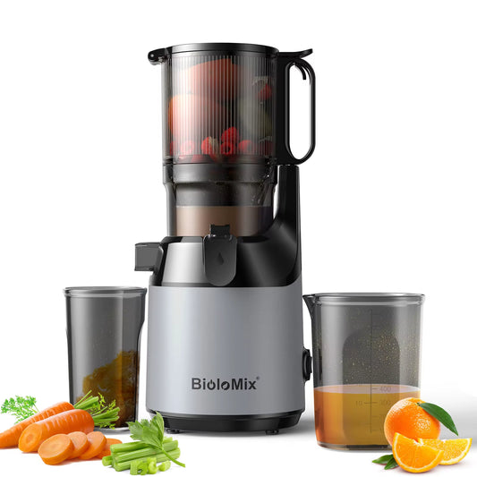 Cold Press Juicer with 130mm Wide Feed Chute – BPA-Free Slow Masticating Juicer for Whole Fruits & Vegetables, High Juice Yield, Easy Clean