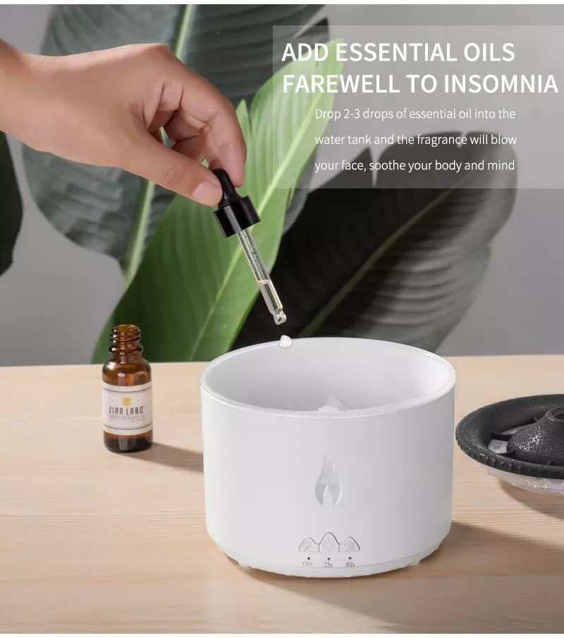 Volcano Diffuser Humidifier with Flame Effect – Aromatherapy Essential Oil Diffuser for Home & Bedroom, LED Night Light, Two Mist Modes, Remote Control