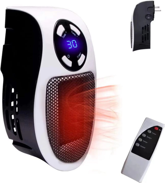 Portable Electric Heater with Remote – Wall Plug-In Mini Room Heater, Home Heating Stove & Hand Warmer