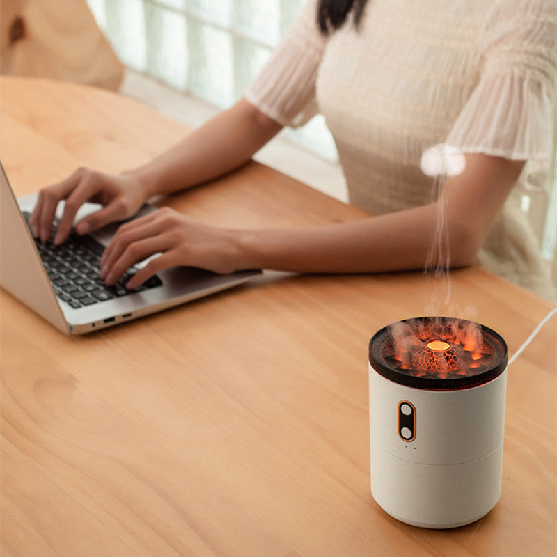 Volcanic Flame Aroma Diffuser – USB Portable Jellyfish Humidifier with Night Light & Essential Oil Fragrance