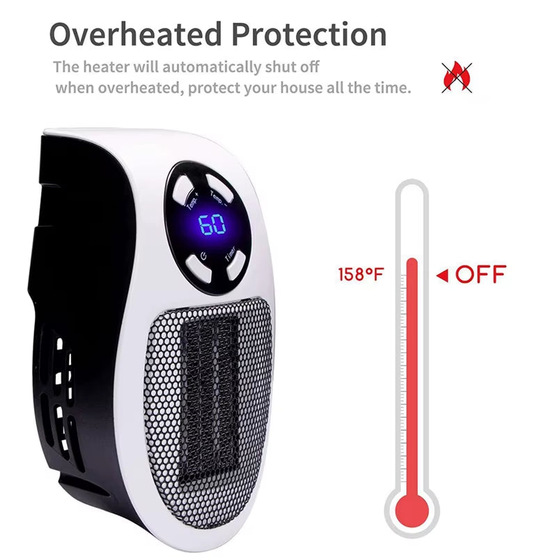 Portable Electric Heater with Remote – Wall Plug-In Mini Room Heater, Home Heating Stove & Hand Warmer