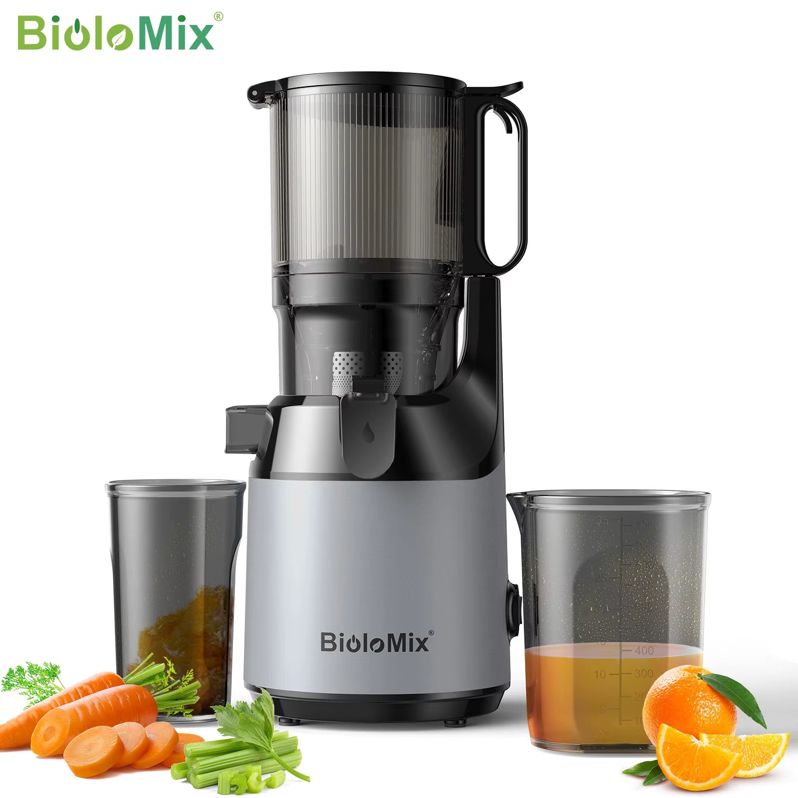 Cold Press Juicer with 130mm Wide Feed Chute – BPA-Free Slow Masticating Juicer for Whole Fruits & Vegetables, High Juice Yield, Easy Clean