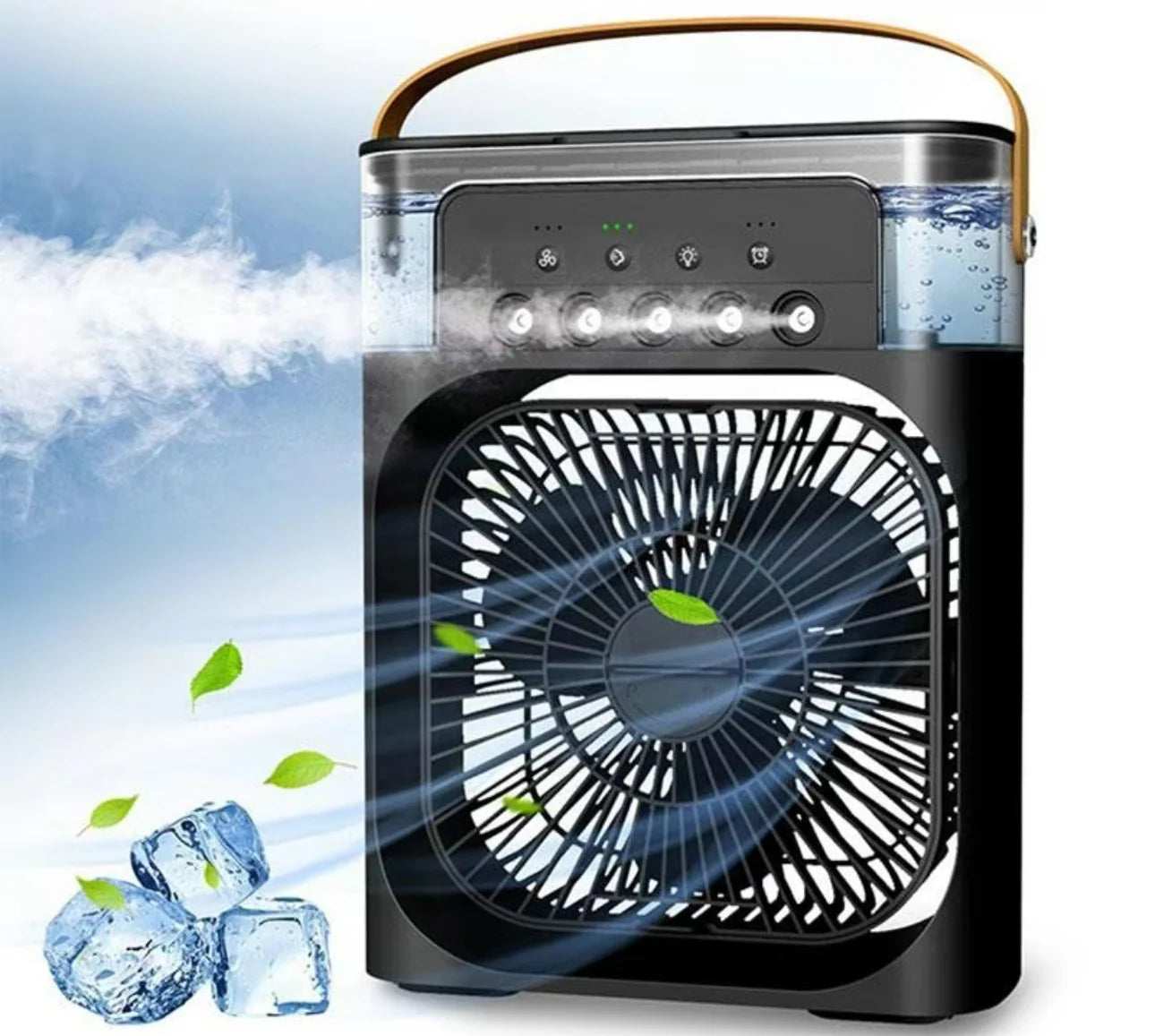 Portable Air Conditioner Fan – USB-Powered Personal Cooling Fan with 3 Speeds, 5 Spray Modes & LED Night Light for Home, Office & Outdoor