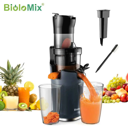 Cold Press Juicer 200W Slow Masticating Juicer with 78mm Wide Feed Chute, BPA-Free Tritan, Quiet Motor & High Juice Yield for Whole Fruits & Vegetables