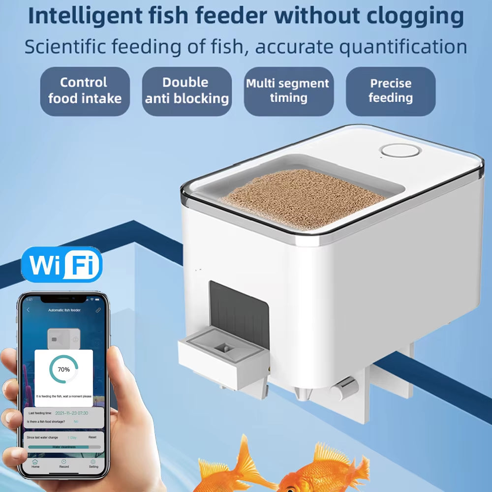 WiFi Smart Automatic Aquarium Feeder – 100ML Large Capacity Goldfish Fish Feeder with App Control, Timing, and Feeding Records