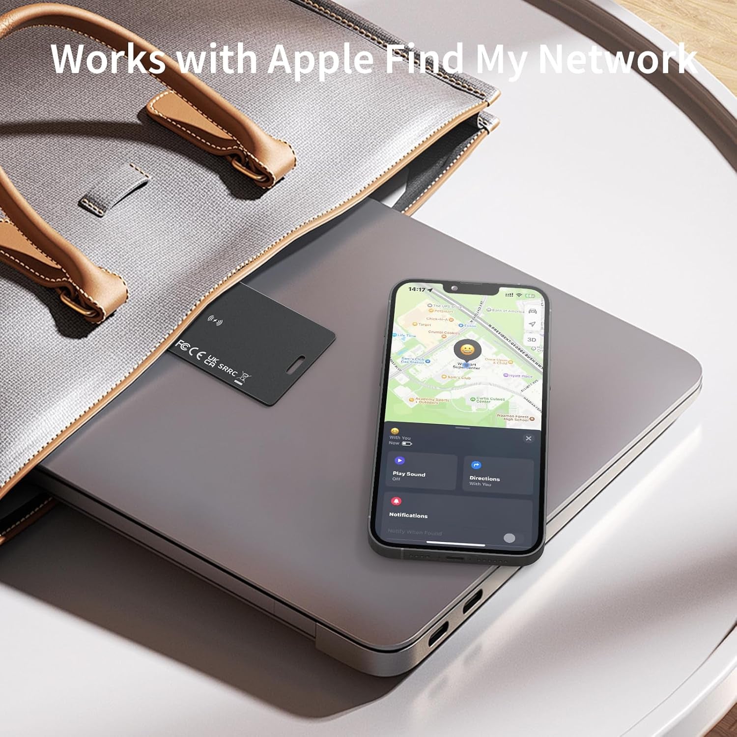 Wallet Tracker Card – Rechargeable Bluetooth Smart Track Card, Works with Apple Find My (iOS Only), Slim Waterproof Wallet Finder, Rechargeable Smart Locator for Wallet, Luggage & Cardholder