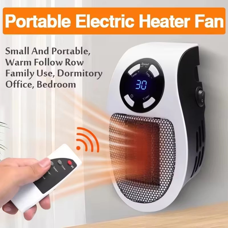 Portable Electric Heater with Remote – Wall Plug-In Mini Room Heater, Home Heating Stove & Hand Warmer
