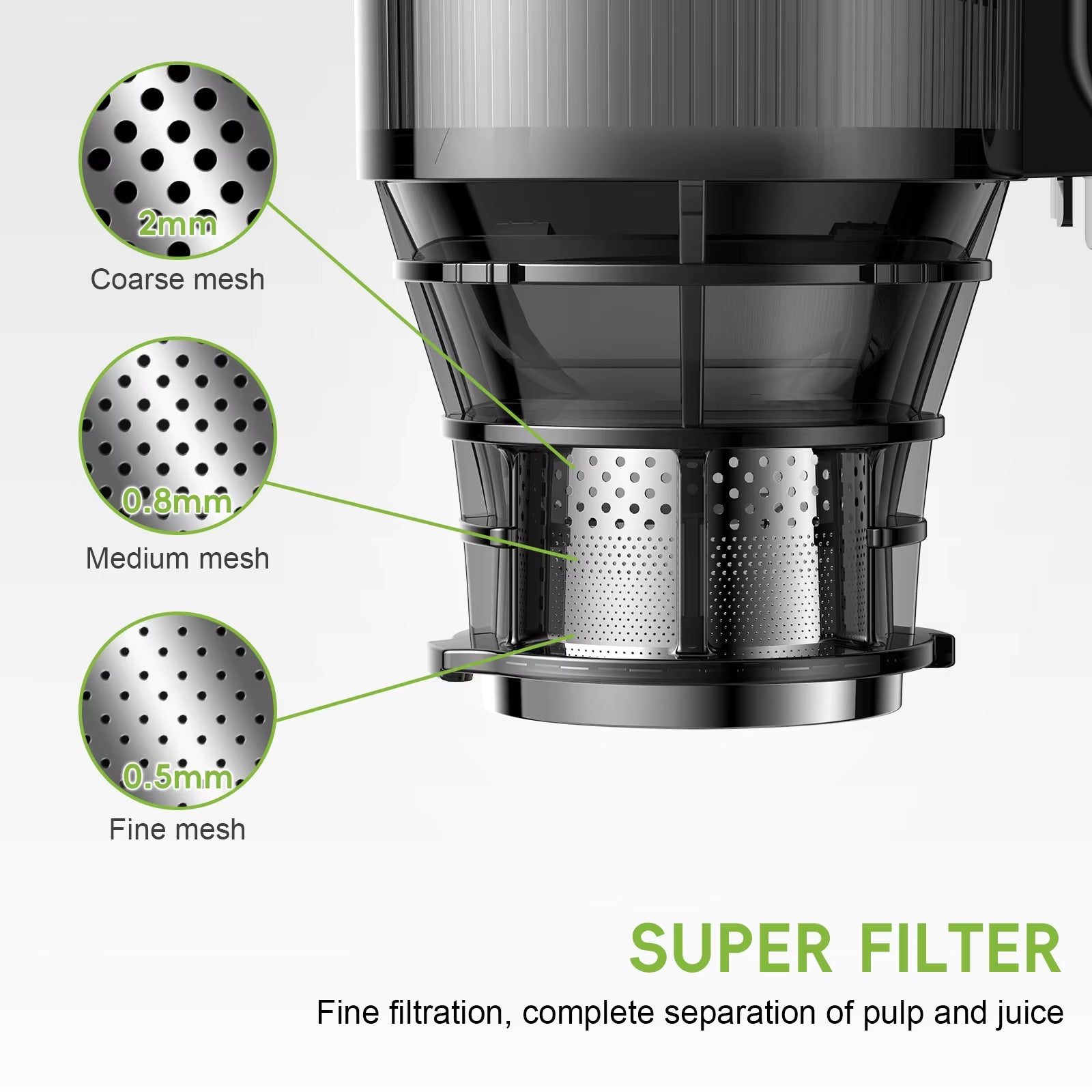 Cold Press Juicer with 130mm Wide Feed Chute – BPA-Free Slow Masticating Juicer for Whole Fruits & Vegetables, High Juice Yield, Easy Clean