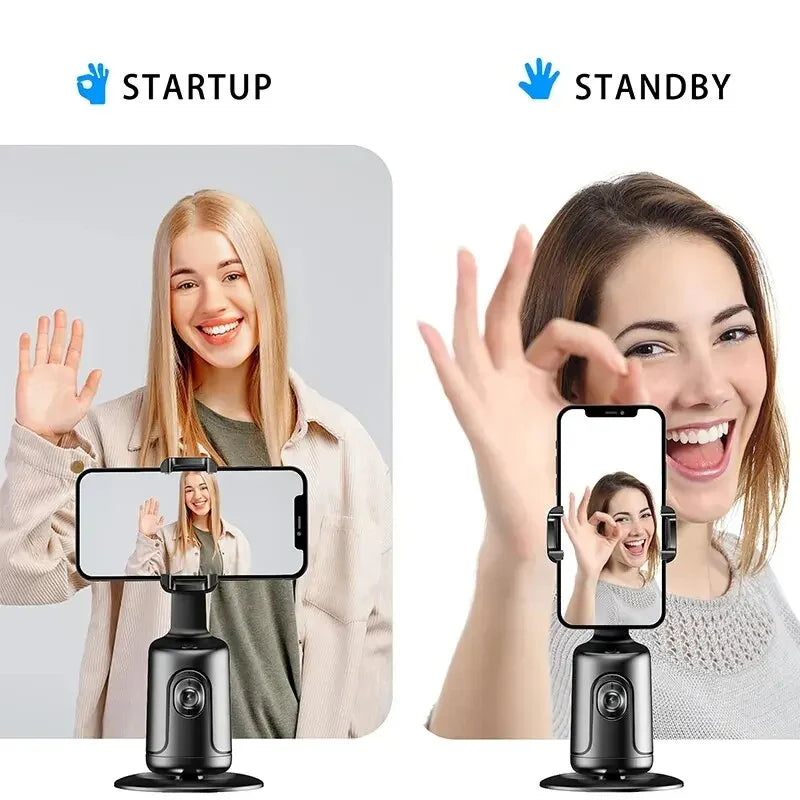 360° AI Smart Face Tracking Gimbal – Auto Phone Holder with Stabilizer, Tripod & Hand Gesture Recognition for Smartphone Vlog, TikTok & Live Streaming