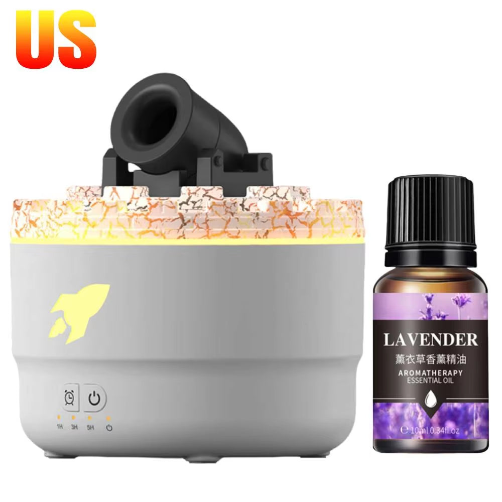 Volcanic Crack Light Cannon Aroma Humidifier – Essential Oil Diffuser, Aromatherapy Mist & Night Light for Home & Office