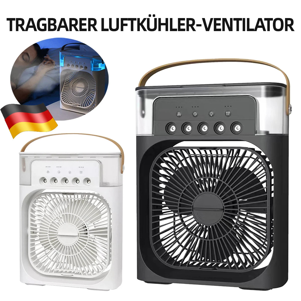 3-in-1 Portable Air Cooler Fan with LED Night Light – Mini Personal Air Conditioner, Humidifier & Fan for Bedroom, Office, Camping & Travel