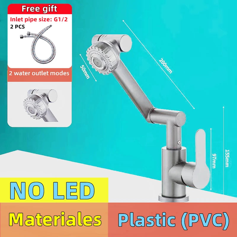 Digital Display LED Basin Faucet – 360° Rotating Hot & Cold Water Sink Mixer Tap with Multi-Function Stream Sprayer for Bathroom
