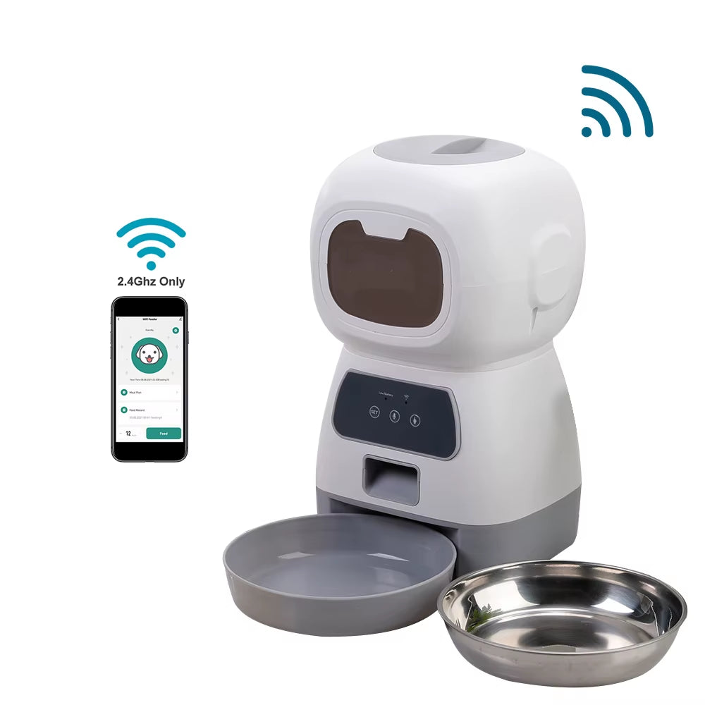 3.5L Automatic Pet Feeder for Cats & Dogs – WiFi Smart Slow Feeder with Voice Recorder, Large Capacity, Timed Food Dispenser