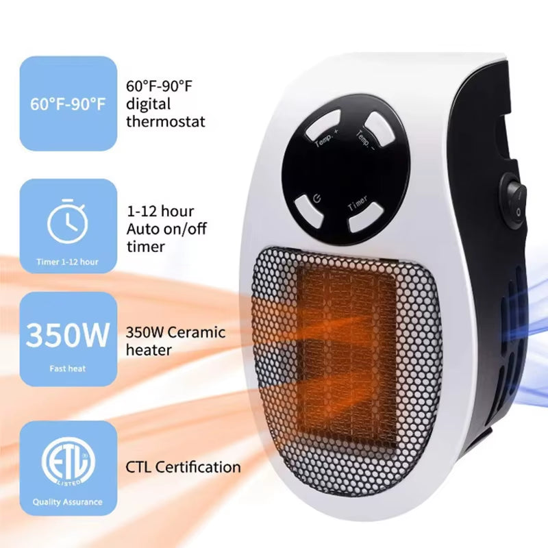 Portable Electric Heater with Remote – Wall Plug-In Mini Room Heater, Home Heating Stove & Hand Warmer