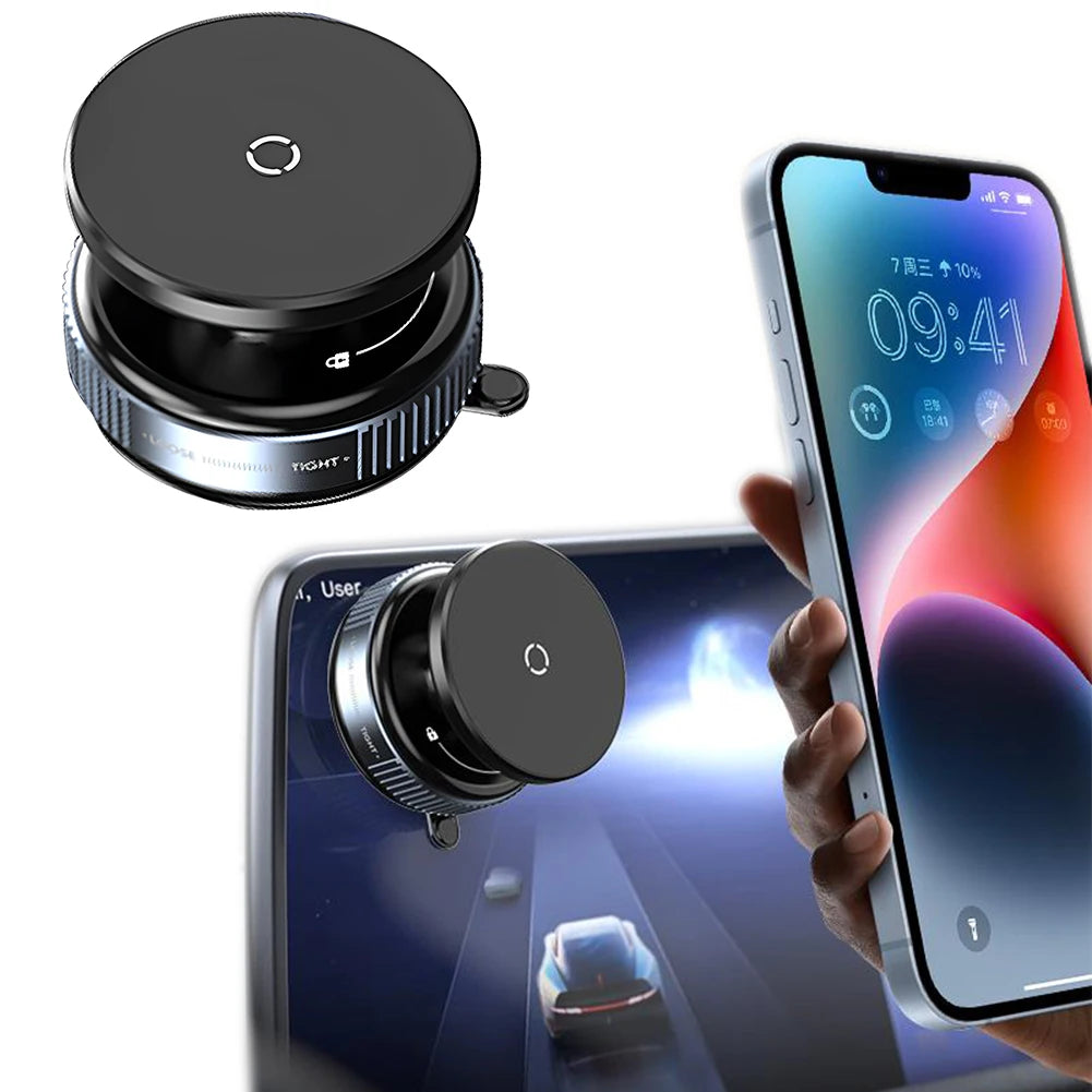 Vacuum Magnetic Car Phone Holder – 360° Rotation Suction Cup Navigation Stand Bracket for Magsafe iPhone 16/15/14/13/12